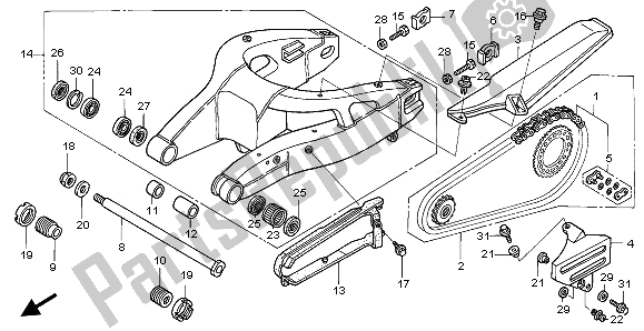 All parts for the Swingarm of the Honda VTR 1000 SP 2002