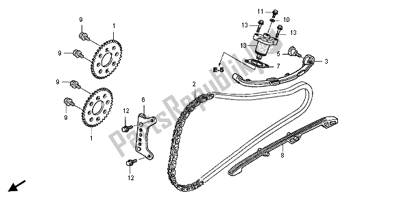 Alle onderdelen voor de Nokkenketting & Spanner van de Honda FJS 600A 2012