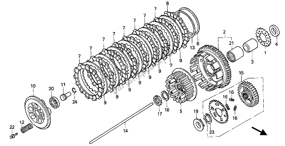 All parts for the Clutch of the Honda VFR 750F 1993