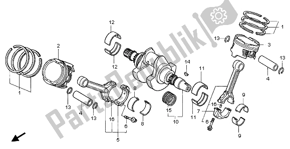All parts for the Crankshaft & Piston of the Honda VTR 1000F 2003