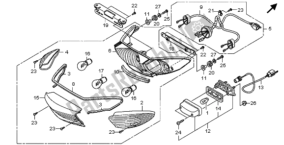 Tutte le parti per il Fanale Posteriore del Honda XL 1000V 2009