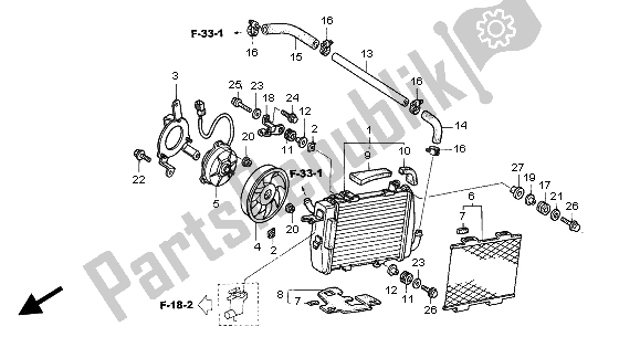 Tutte le parti per il Radiatore (l.) del Honda VTR 1000 SP 2004