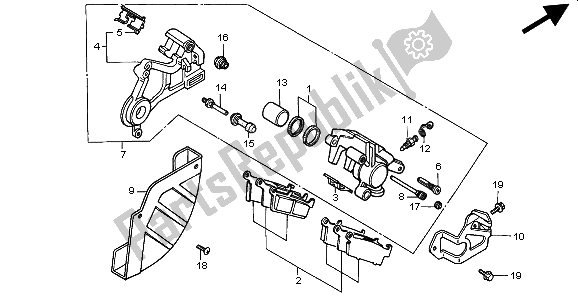 Alle onderdelen voor de Achter Remklauw van de Honda CR 500R 1999