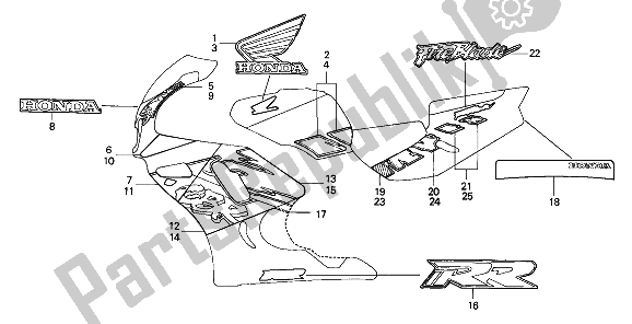 All parts for the Stripe & Mark of the Honda CBR 900 RR 1993