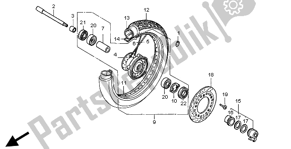 All parts for the Front Wheel of the Honda VT 600C 1997