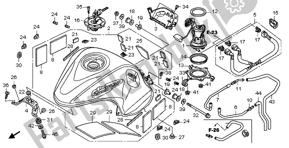 All parts for the Fuel Tank & Fuel Pump of the Honda VFR 1200 FDA 2010