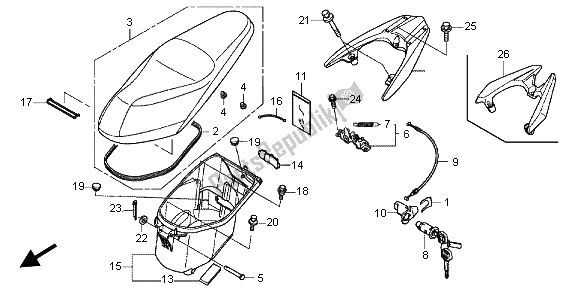 Toutes les pièces pour le Siège Et Coffre à Bagages du Honda NSC 502 WH 2013