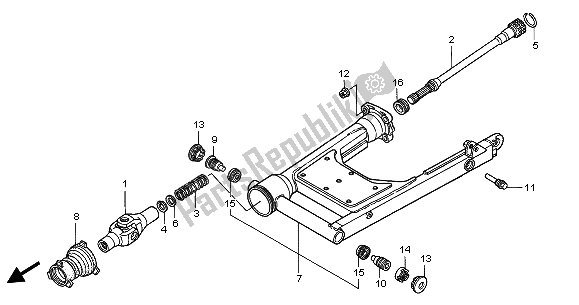 All parts for the Swing Arm of the Honda GL 1500C 2002