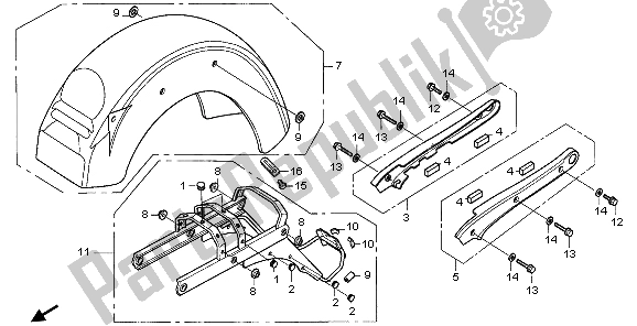 Todas las partes para Guardabarros Trasero Y Pasamanos de Honda VT 750 CA 2007