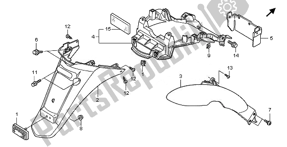 Todas las partes para Guardabarros Trasero de Honda PES 150 2010
