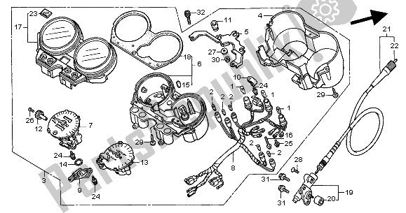 All parts for the Meter (mph) of the Honda CB 600F Hornet 2000
