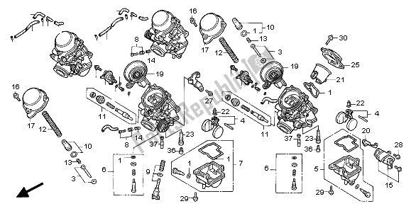 All parts for the Carburetor (component Parts) of the Honda CB 1000F 1995