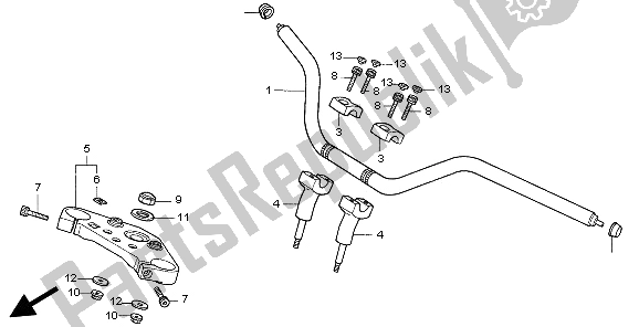 All parts for the Handle Pipe & Top Bridge of the Honda VF 750C 1997