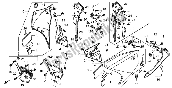 All parts for the Middle Cowl of the Honda VFR 1200 FDA 2010