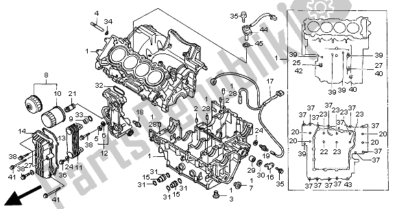 All parts for the Crankcase of the Honda CB 600F2 Hornet 2000