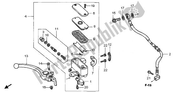 All parts for the Front Brake Master Cylinder of the Honda GL 1800 2008