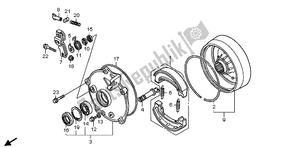 All parts for the Rear Brake Drum of the Honda TRX 250X 2011