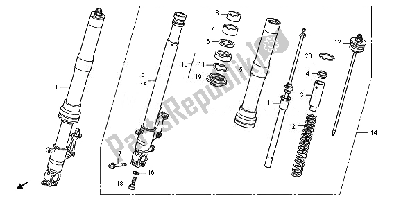 All parts for the Front Fork of the Honda CB 1000 RA 2010