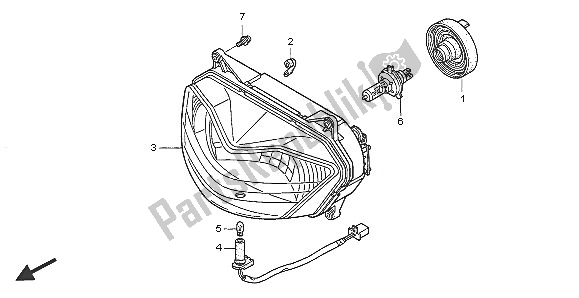 Todas as partes de Farol (eu) do Honda XL 650V Transalp 2005