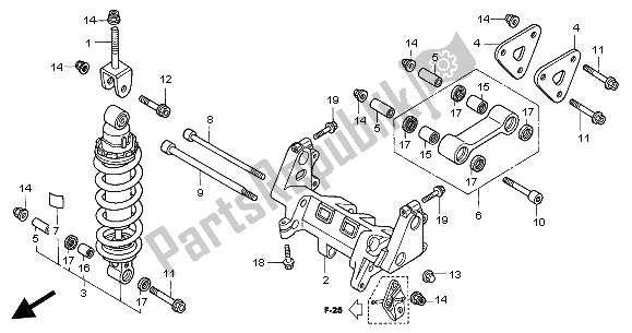 All parts for the Rear Cushion of the Honda VFR 800 2004