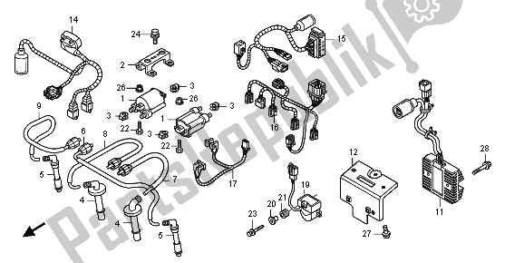 All parts for the Sub Harness & Ignition Coil of the Honda CB 1300 SA 2010
