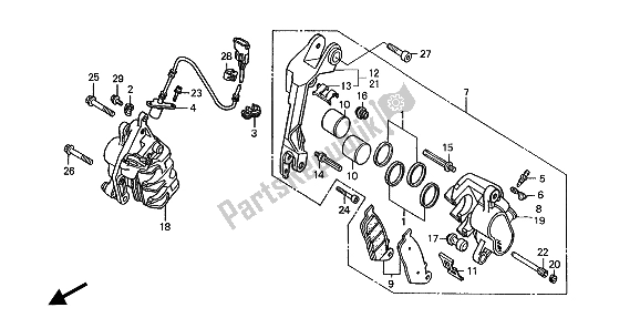 Alle onderdelen voor de Remklauw Voor van de Honda ST 1100A 1994