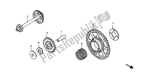 All parts for the Starting Driven Gear of the Honda CB 600F Hornet 2011