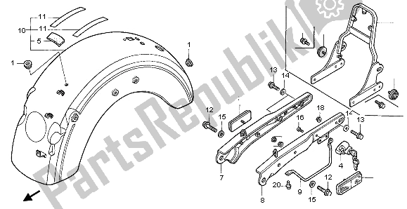 All parts for the Rear Fender of the Honda VT 1100C2 1995