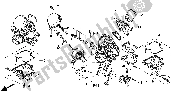 Alle onderdelen voor de Carburateur (onderdelen) van de Honda CBF 500 2004