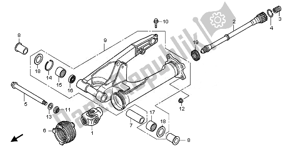 All parts for the Swingarm of the Honda NT 700 VA 2008