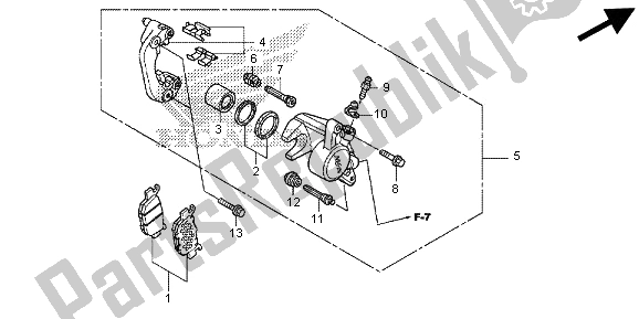 All parts for the Rear Brake Caliper of the Honda SH 300R 2013