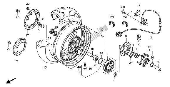 All parts for the Rear Wheel of the Honda NT 700 VA 2007