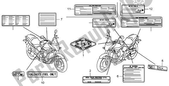 Tutte le parti per il Etichetta Di Avvertenza del Honda CB 600 FA Hornet 2008