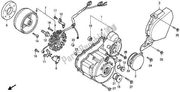 Wszystkie części do Lewa Pokrywa Skrzyni Korbowej I Generator Honda NX 250 1988