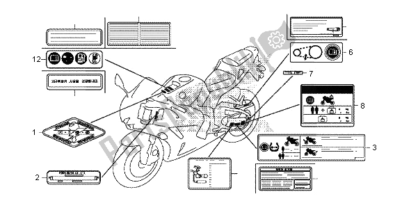 Alle onderdelen voor de Waarschuwingsetiket van de Honda CBR 600 RA 2013