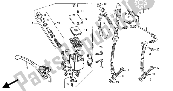 Alle onderdelen voor de Voorremhoofdcilinder van de Honda CB 600F2 Hornet 2000