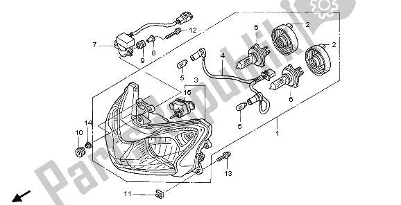 All parts for the Headlight (eu) of the Honda ST 1300A 2007