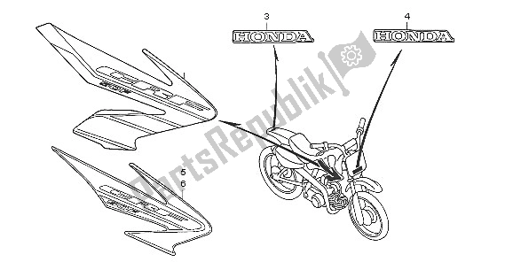 All parts for the Mark & Stripe of the Honda CRF 50F 2005