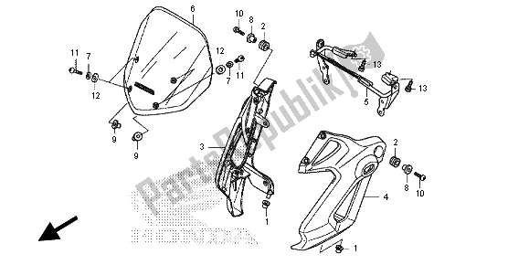 All parts for the Front Cowl of the Honda NC 700S 2012