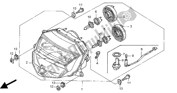 Alle onderdelen voor de Koplamp (eu) van de Honda CBR 1100 XX 2000
