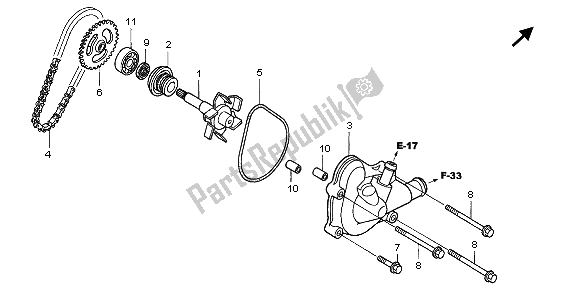 All parts for the Water Pump of the Honda XL 1000V 2006