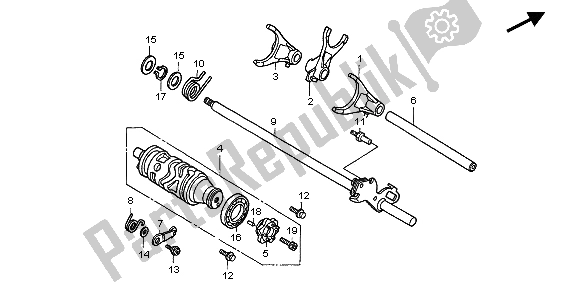 All parts for the Gearshift Drum of the Honda CBF 600S 2007