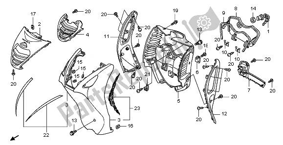 Tutte le parti per il Copertura Frontale del Honda PES 125R 2010