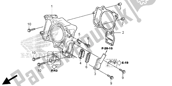 All parts for the Cylinder of the Honda SH 300A 2013