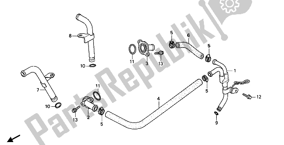 Toutes les pièces pour le Conduite D'eau Et Thermostat du Honda PC 800 1990