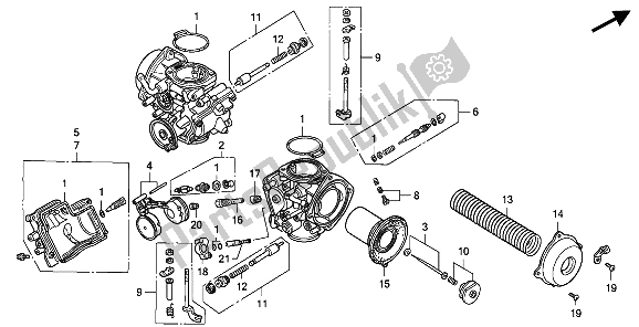 All parts for the Carburetor (component Parts) of the Honda GL 1500 SE 1994