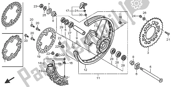 Todas las partes para Rueda Trasera de Honda CRF 250R 2005