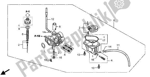 Toutes les pièces pour le Carburateur du Honda CRF 50F 2010