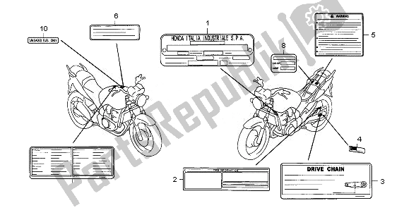 Todas as partes de Etiqueta De Cuidado do Honda CBF 500 2008