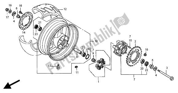 Tutte le parti per il Ruota Posteriore del Honda CB 600F2 Hornet 2000